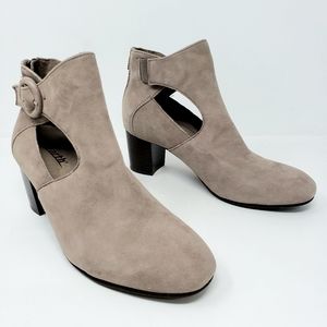Earth Corinth Suede Taupe Leather Ankle Booties